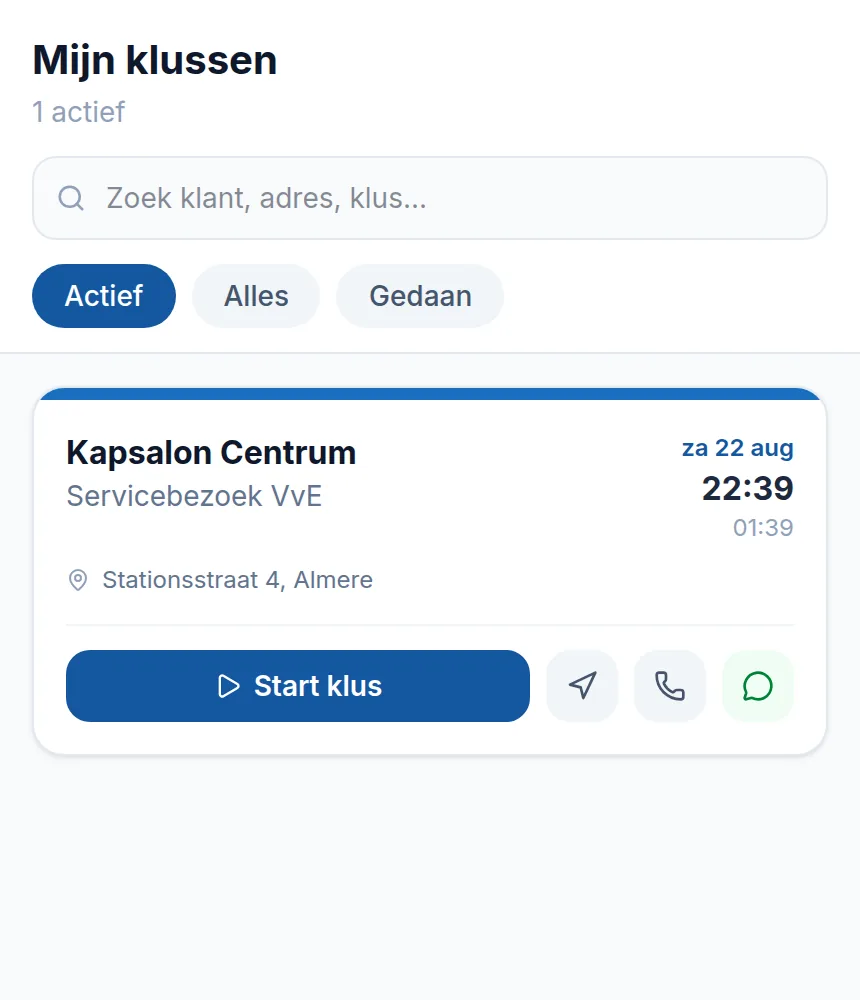 Klussenlijst van een externe uitvoerder op een telefoon